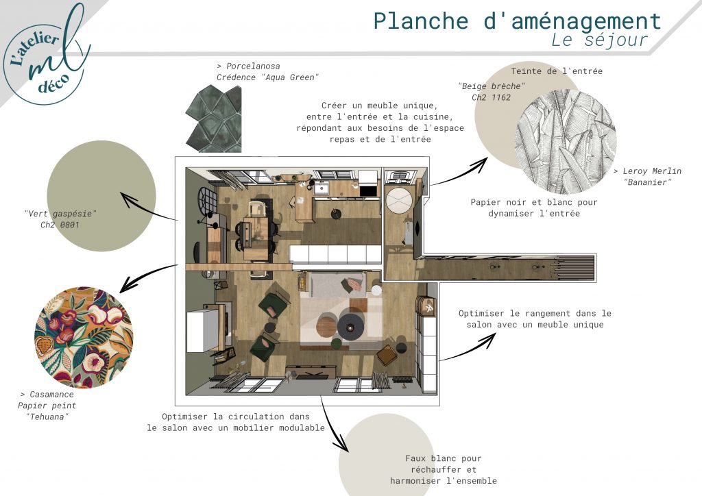 Planche d'aménagement du projet d'une maison normande à Louviers
